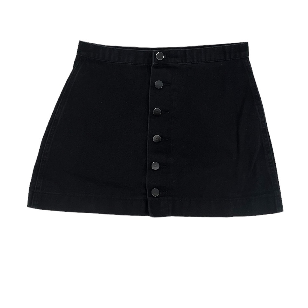 Brandy Melville Black Button Front Denim Jean Mini Skirt Size 27 Women’s